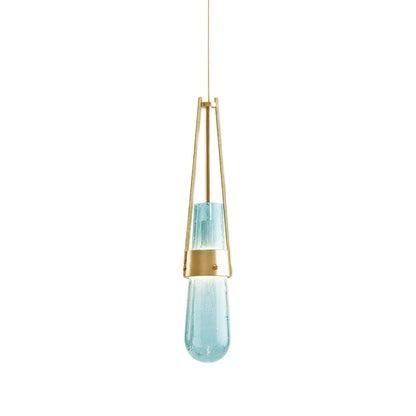Light Pendant Glass Blue With Gold Finish