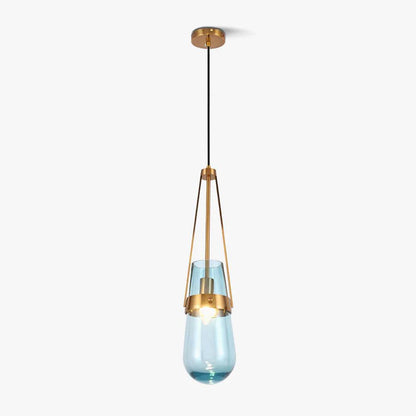 Light Pendant Glass Blue With Gold Finish