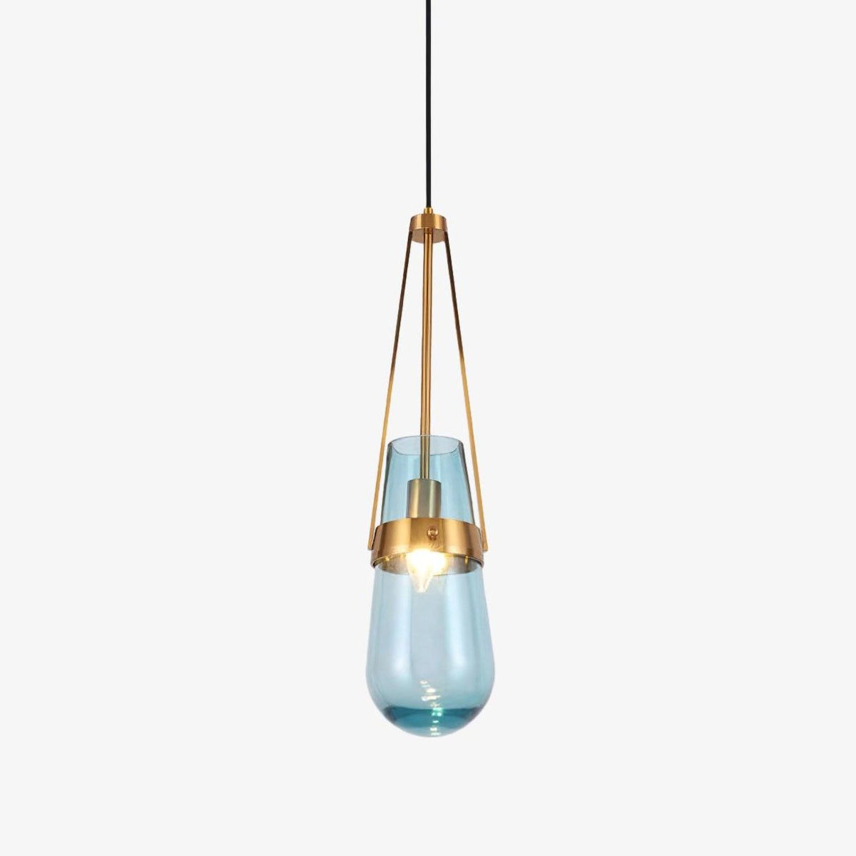 Light Pendant Glass Blue With Gold Finish