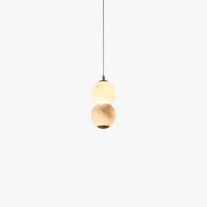 Warm Ambient Lighting Alabaster Pendant Light With Brass Stem
