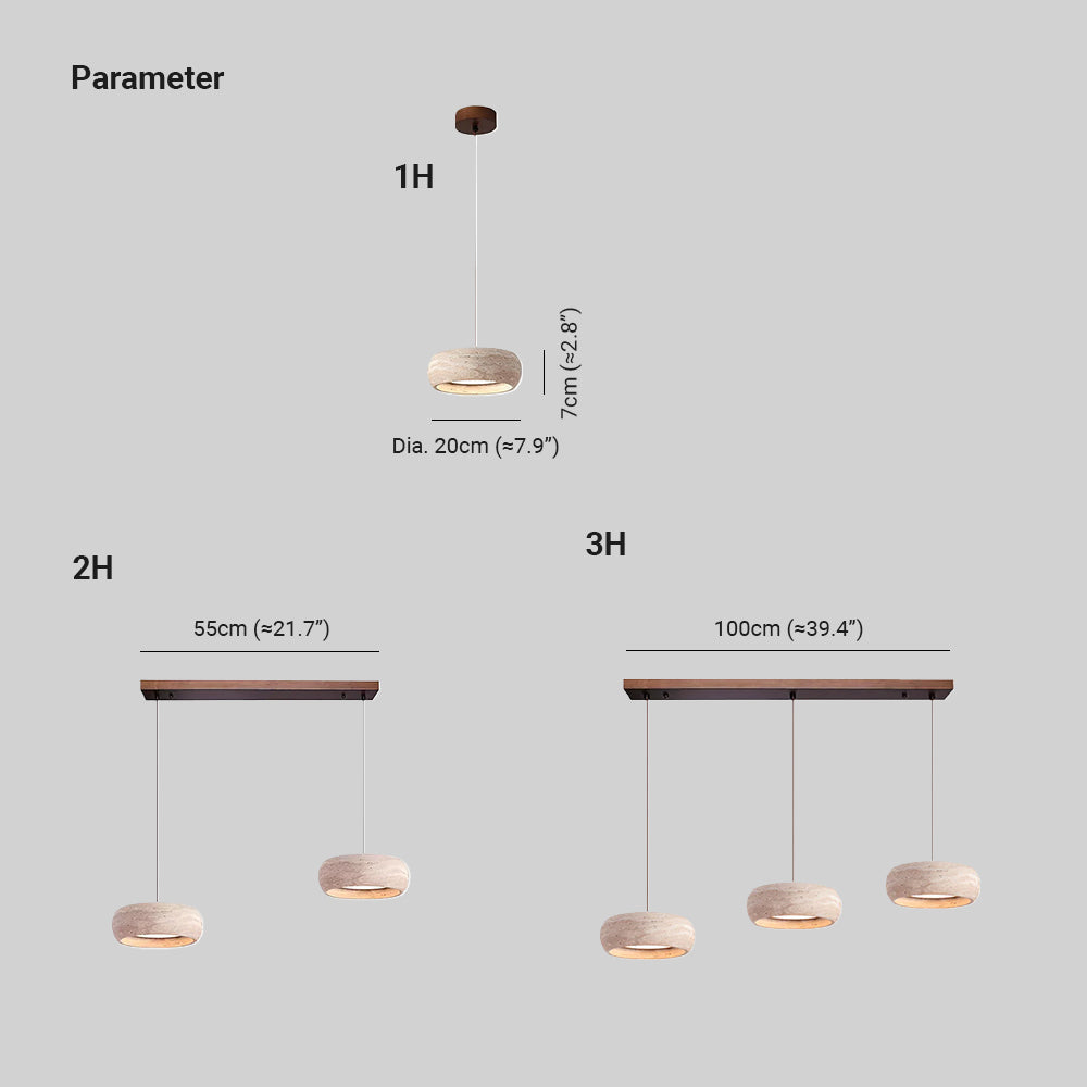 Pendant Light With Warm Glow Travertine Donut