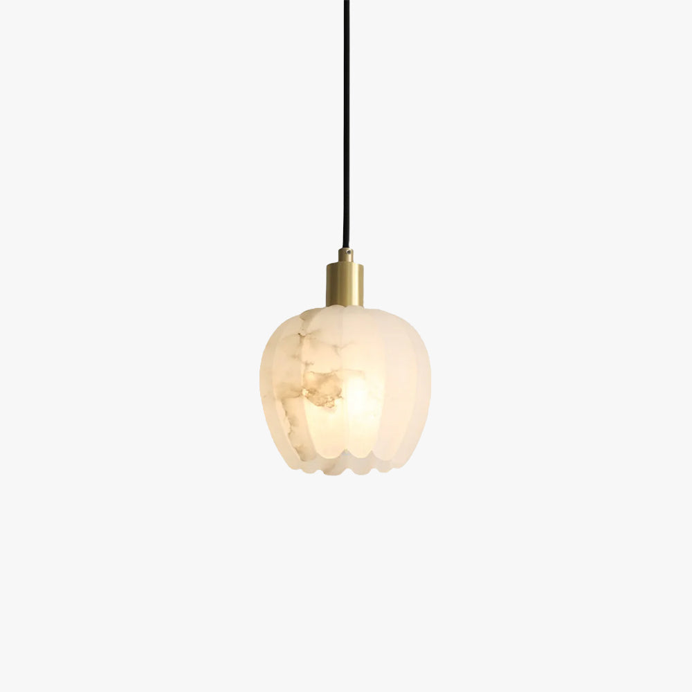 Brass Accents Pendant Light With Alabaster Flower