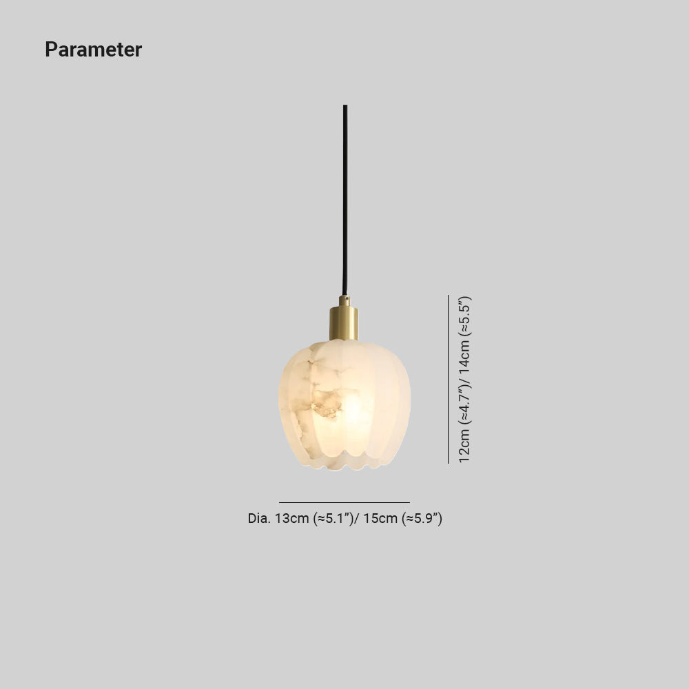 Brass Accents Pendant Light With Alabaster Flower