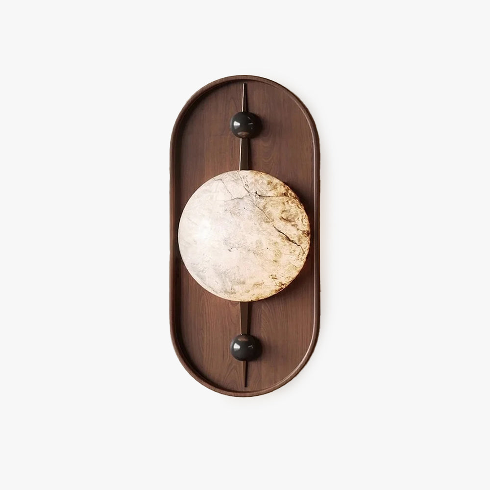 Alabaster Wall Lamp With Walnut Finish Inspired Driftwood