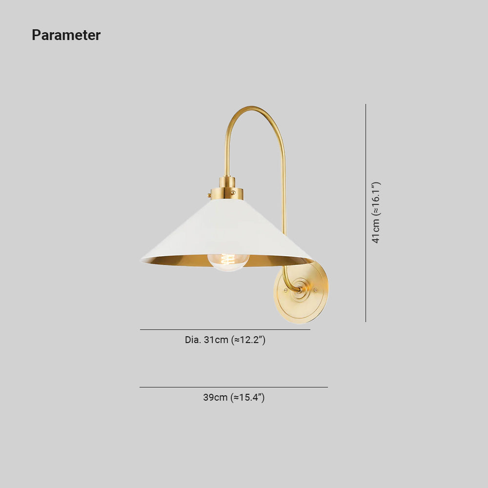 Conical Shade Helena Vintage Brass Wall Light