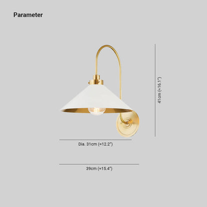Conical Shade Helena Vintage Brass Wall Light