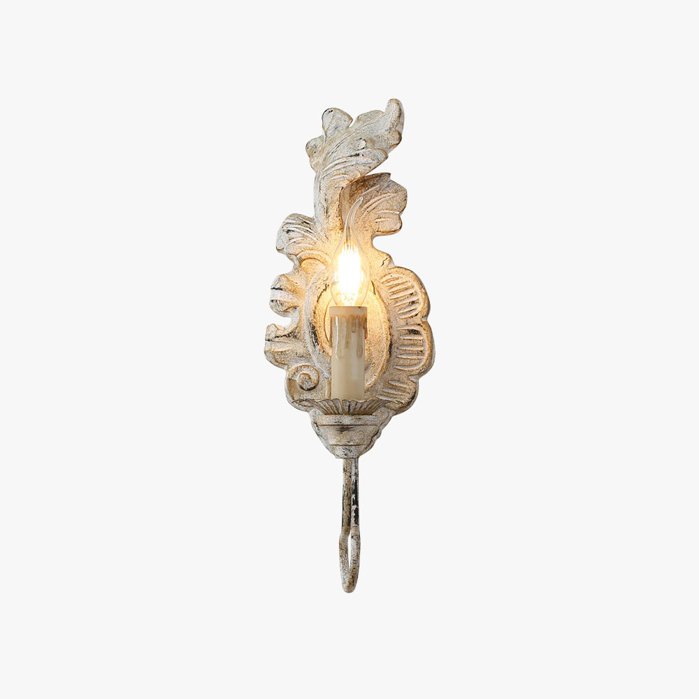Resin Ornate Scrollwork Vintage Distressed Wall Sconce