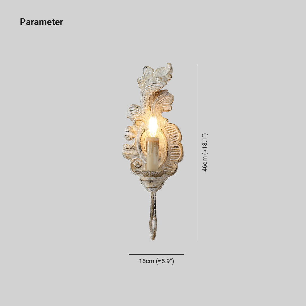 Resin Ornate Scrollwork Vintage Distressed Wall Sconce