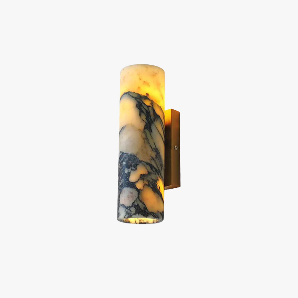 Wall Light Elegant Brass Base With Cylinder Marble