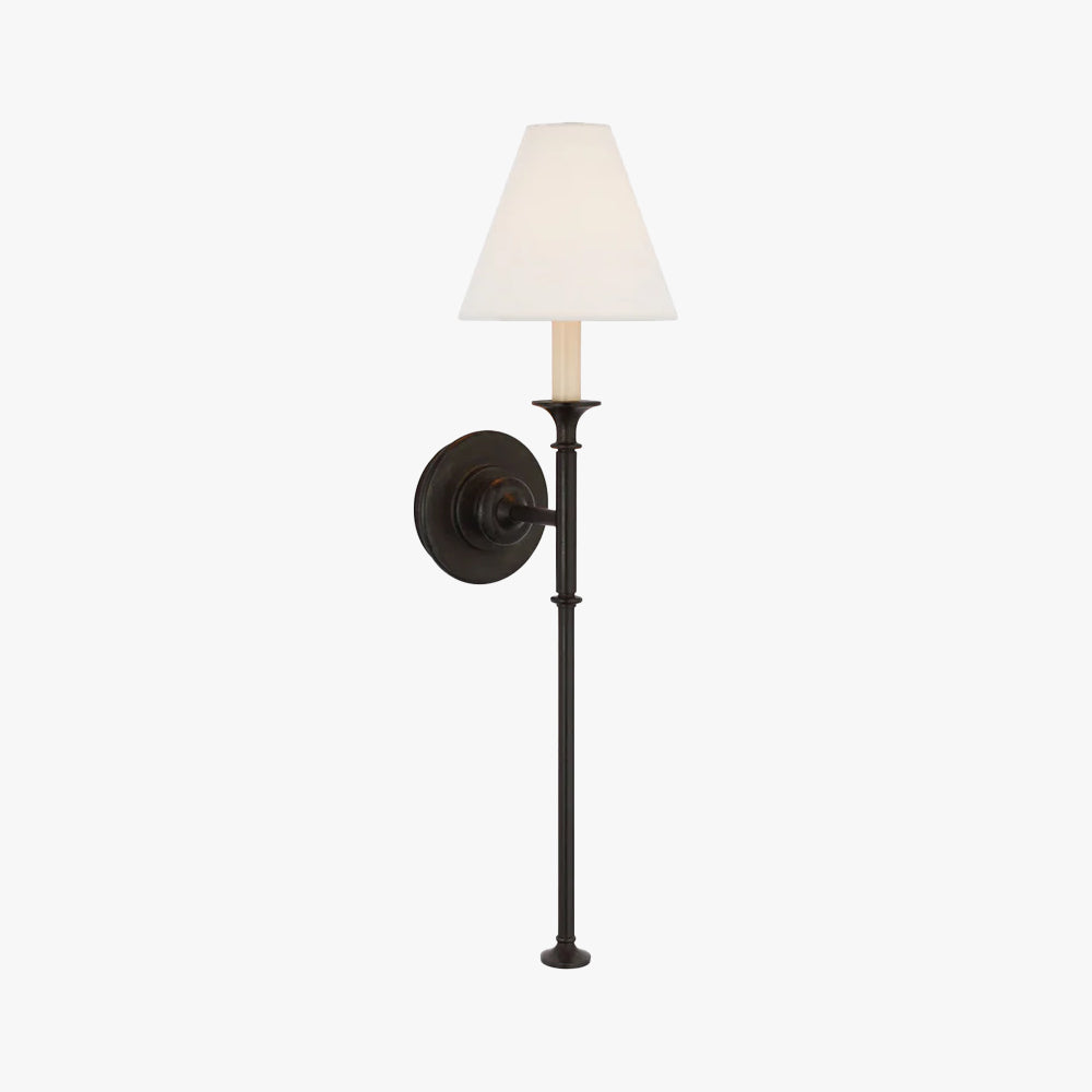 White Cone Shade And Black Metal Arm Wall Lamp Inspired Candle
