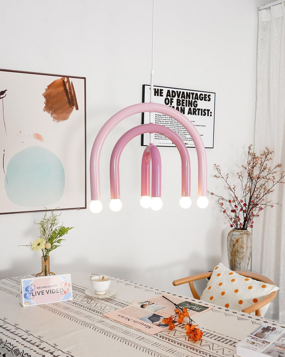 Pendant Light For Living And Dining Dimmable Rainbow Arc