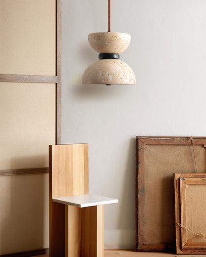Warm Ambience Travertine Hourglass Pendant Light