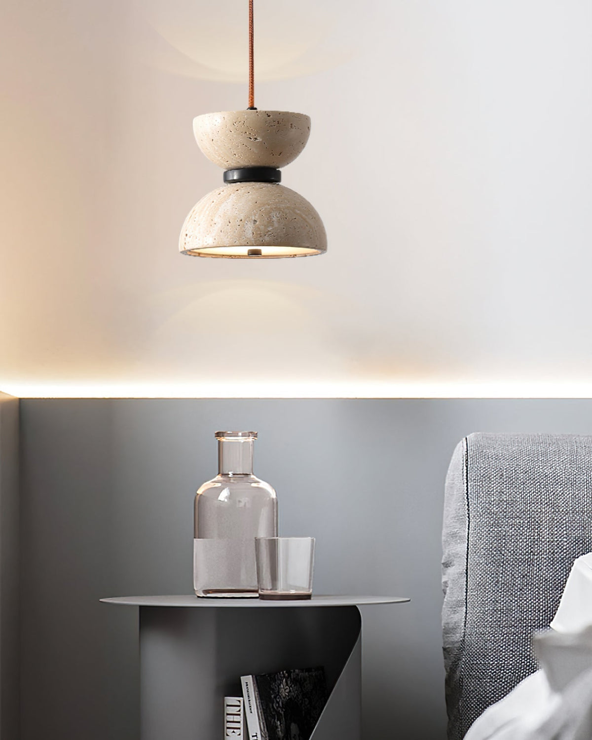 Warm Ambience Travertine Hourglass Pendant Light