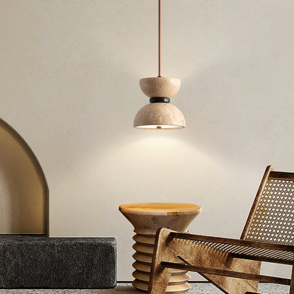 Warm Ambience Travertine Hourglass Pendant Light