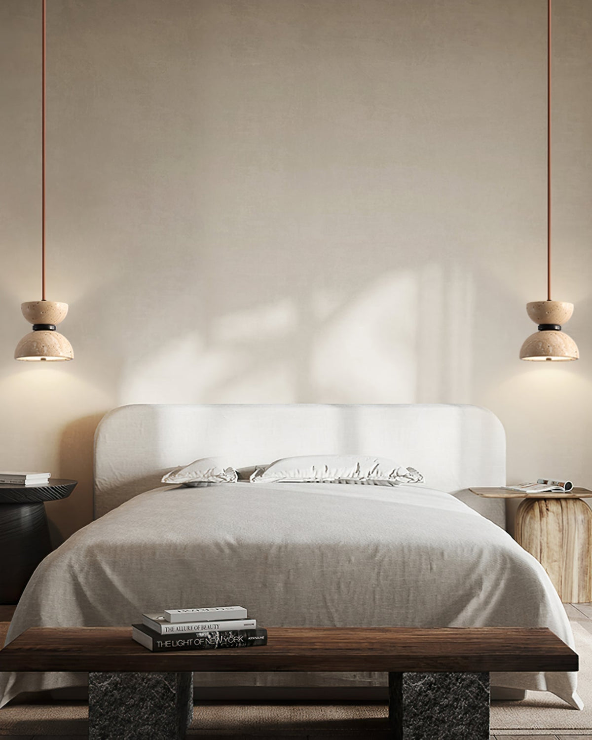 Warm Ambience Travertine Hourglass Pendant Light
