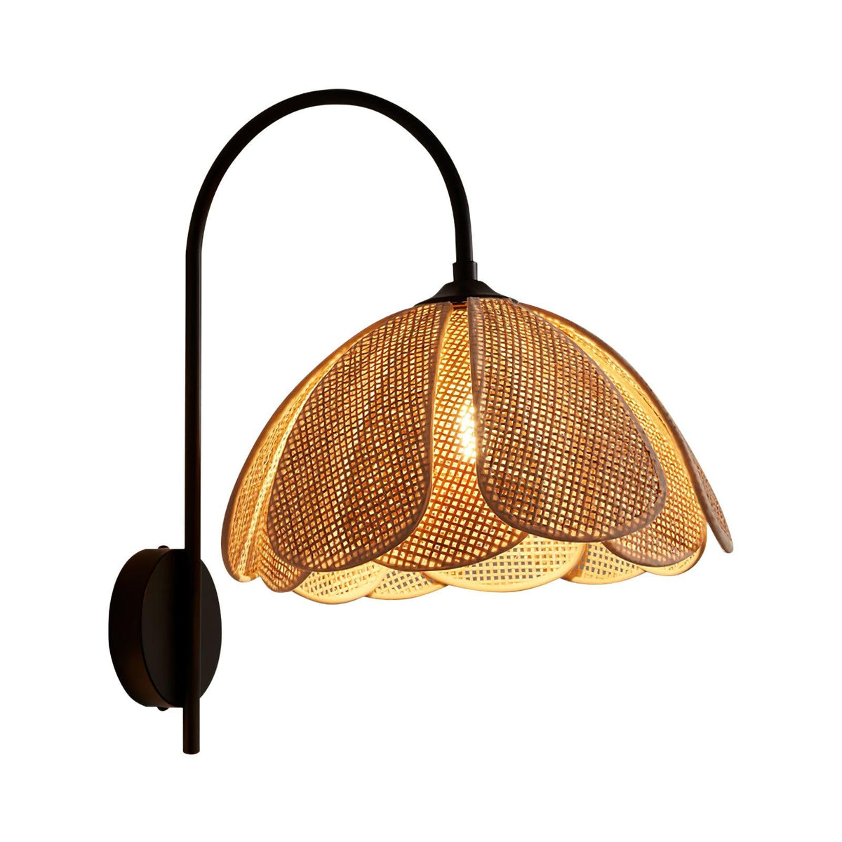 Metal Frame Petal Rattan Wall Light