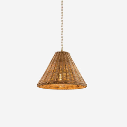 Cone Shaped Natural Rattan Shade Pendant Lamp