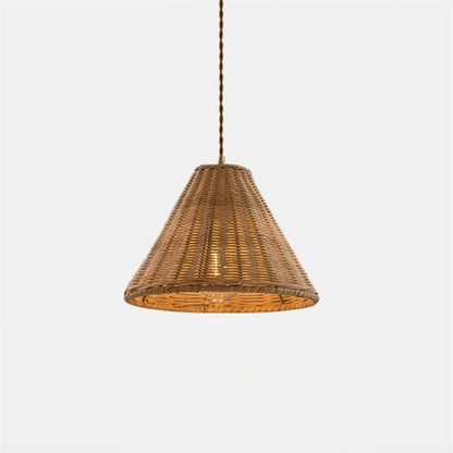 Cone Shaped Natural Rattan Shade Pendant Lamp