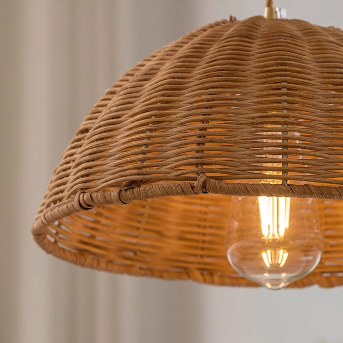 Cone Shaped Natural Rattan Shade Pendant Lamp
