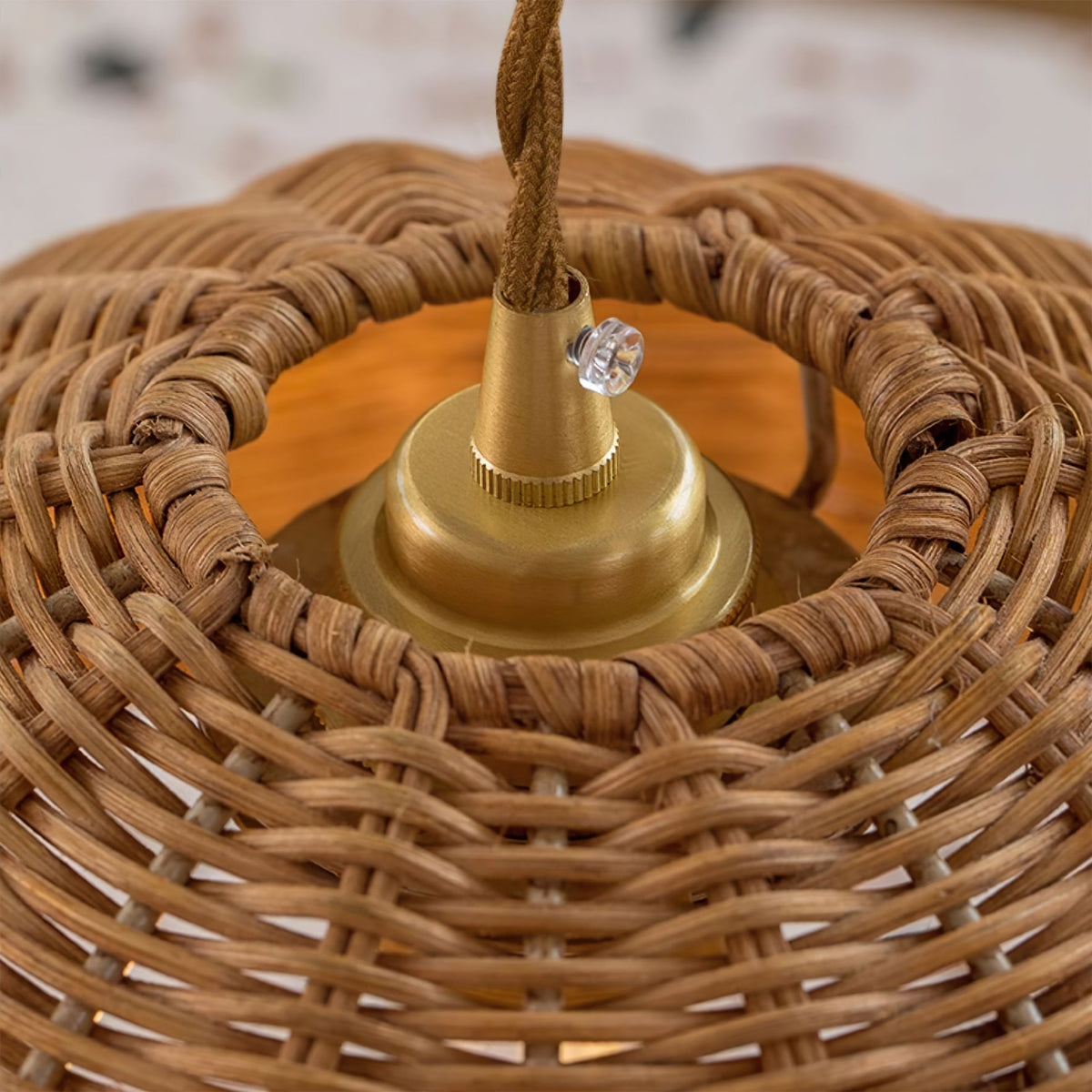 Cone Shaped Natural Rattan Shade Pendant Lamp