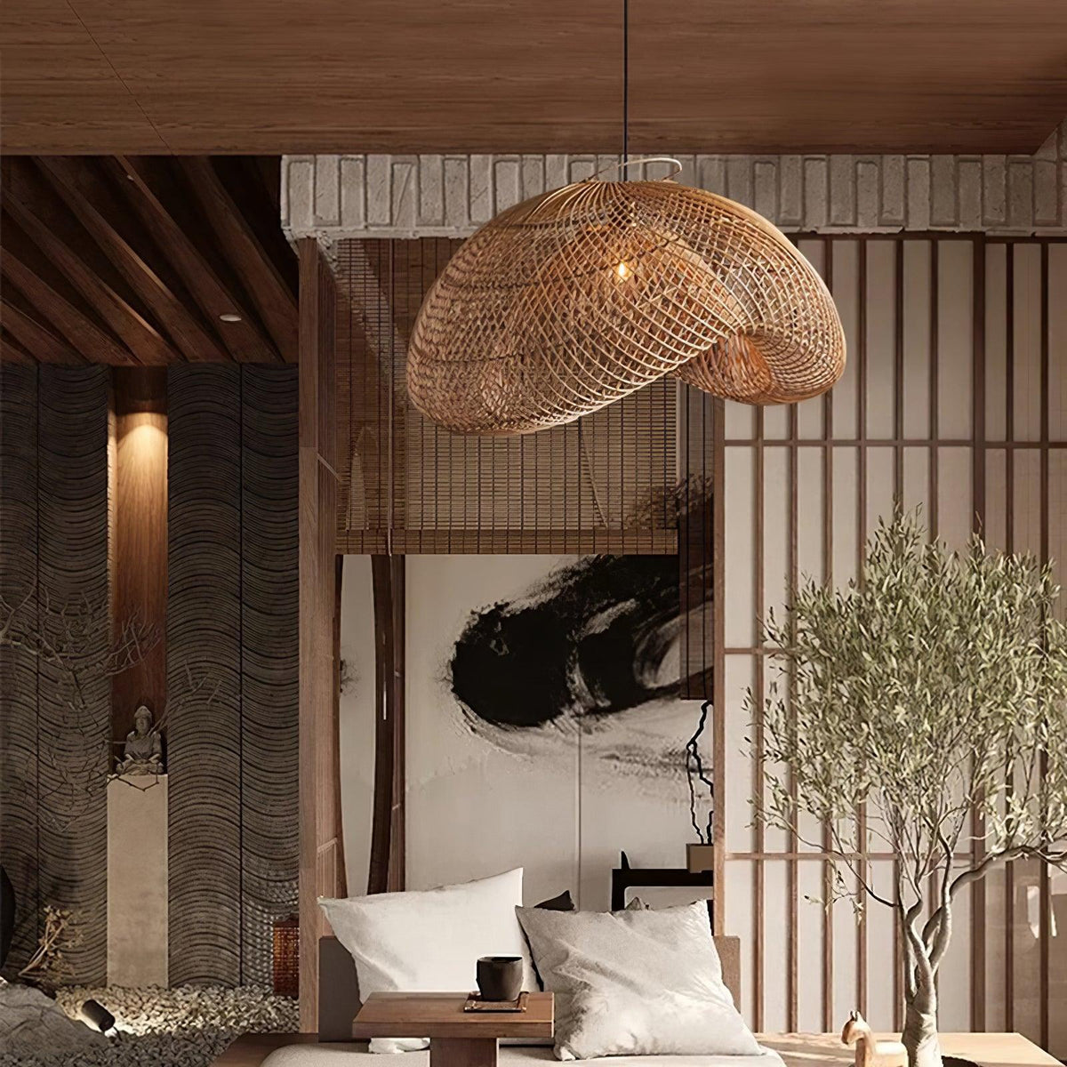 Cozy Living Rooms Rattan Pendant Light Rustic