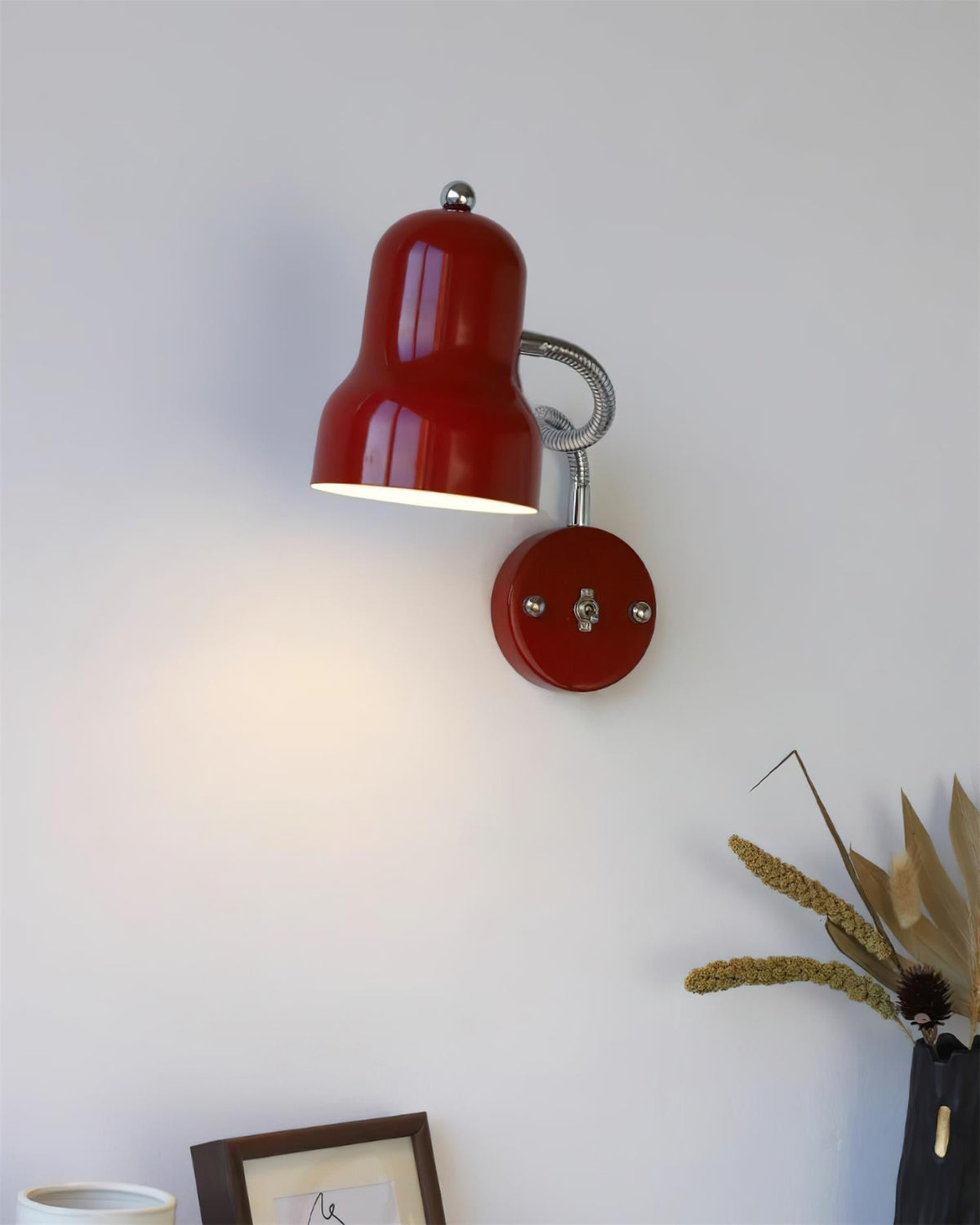 Dimmable Red Chrome Wall Light