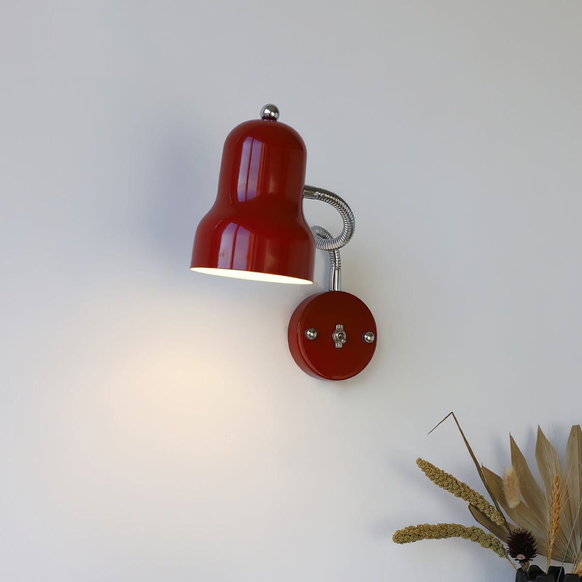 Dimmable Red Chrome Wall Light