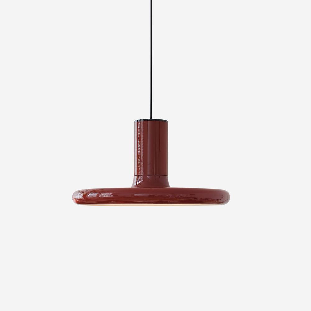 Industrial Flair Red Pendant Light With Disc