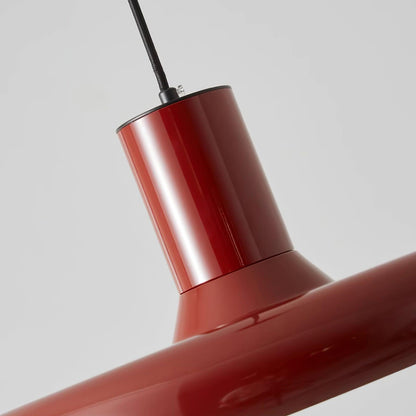 Industrial Flair Red Pendant Light With Disc
