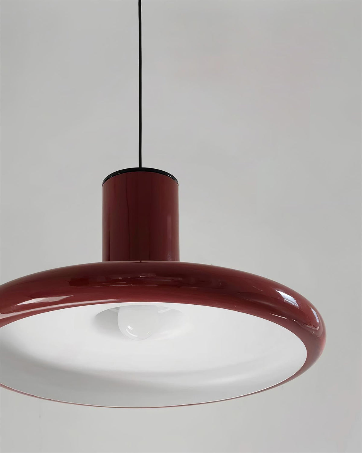 Industrial Flair Red Pendant Light With Disc