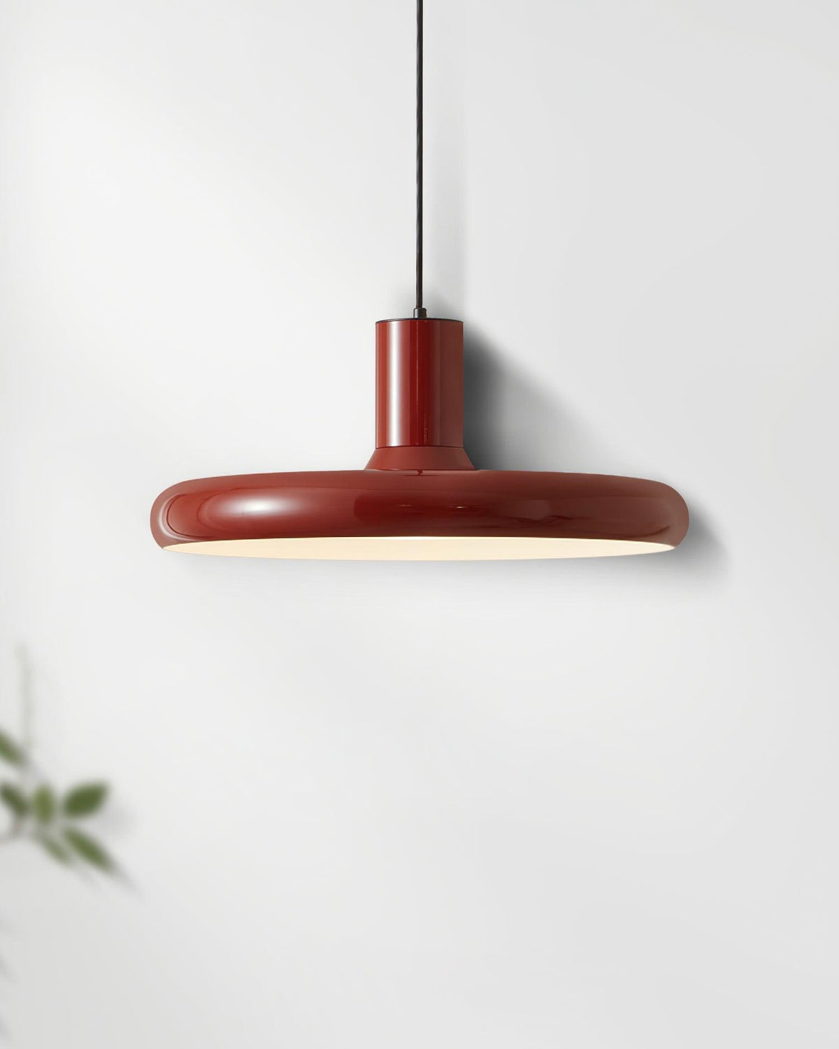 Industrial Flair Red Pendant Light With Disc