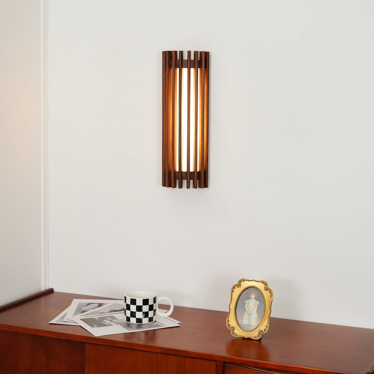 Warm Glow Indoor Walnut Wood Wall Light