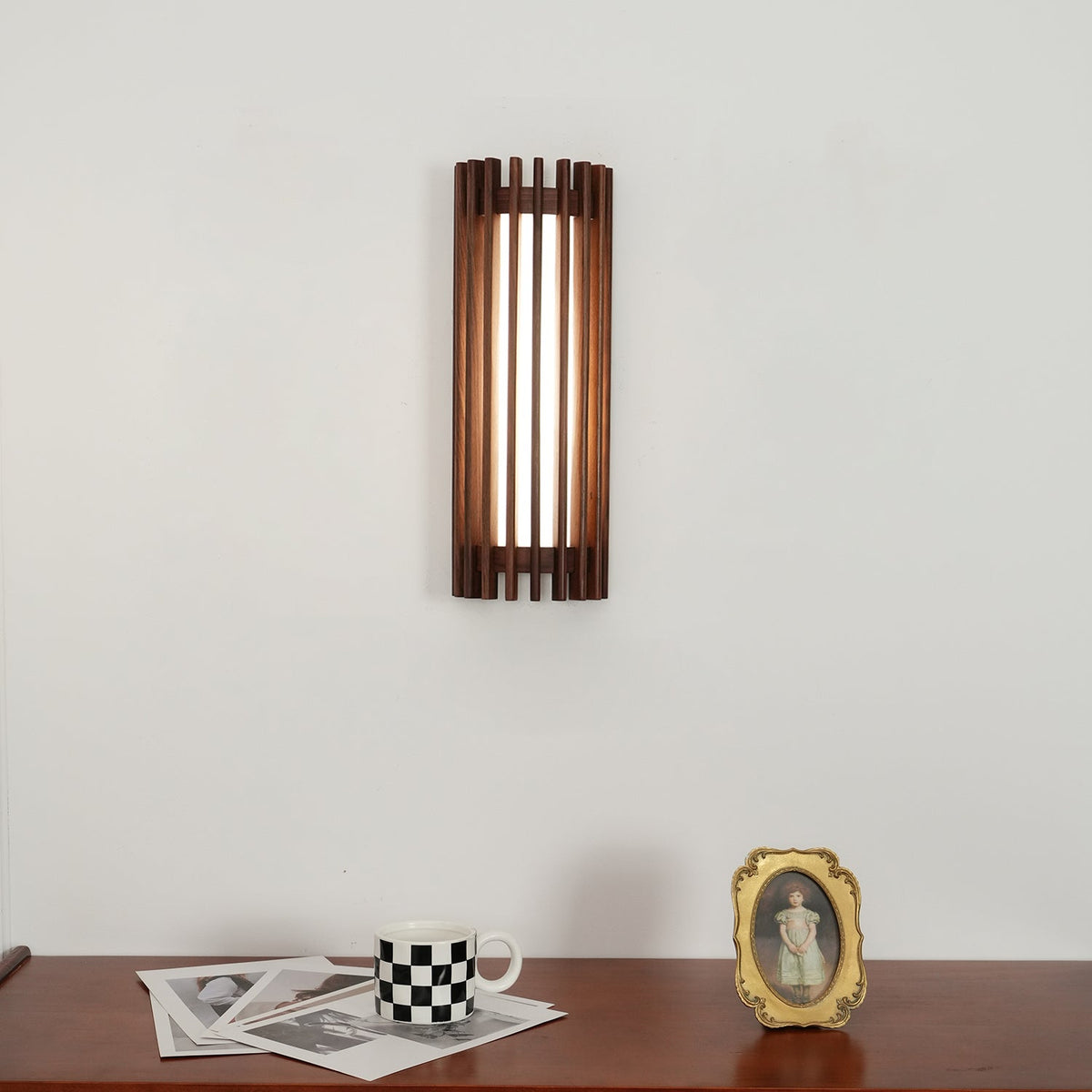 Warm Glow Indoor Walnut Wood Wall Light