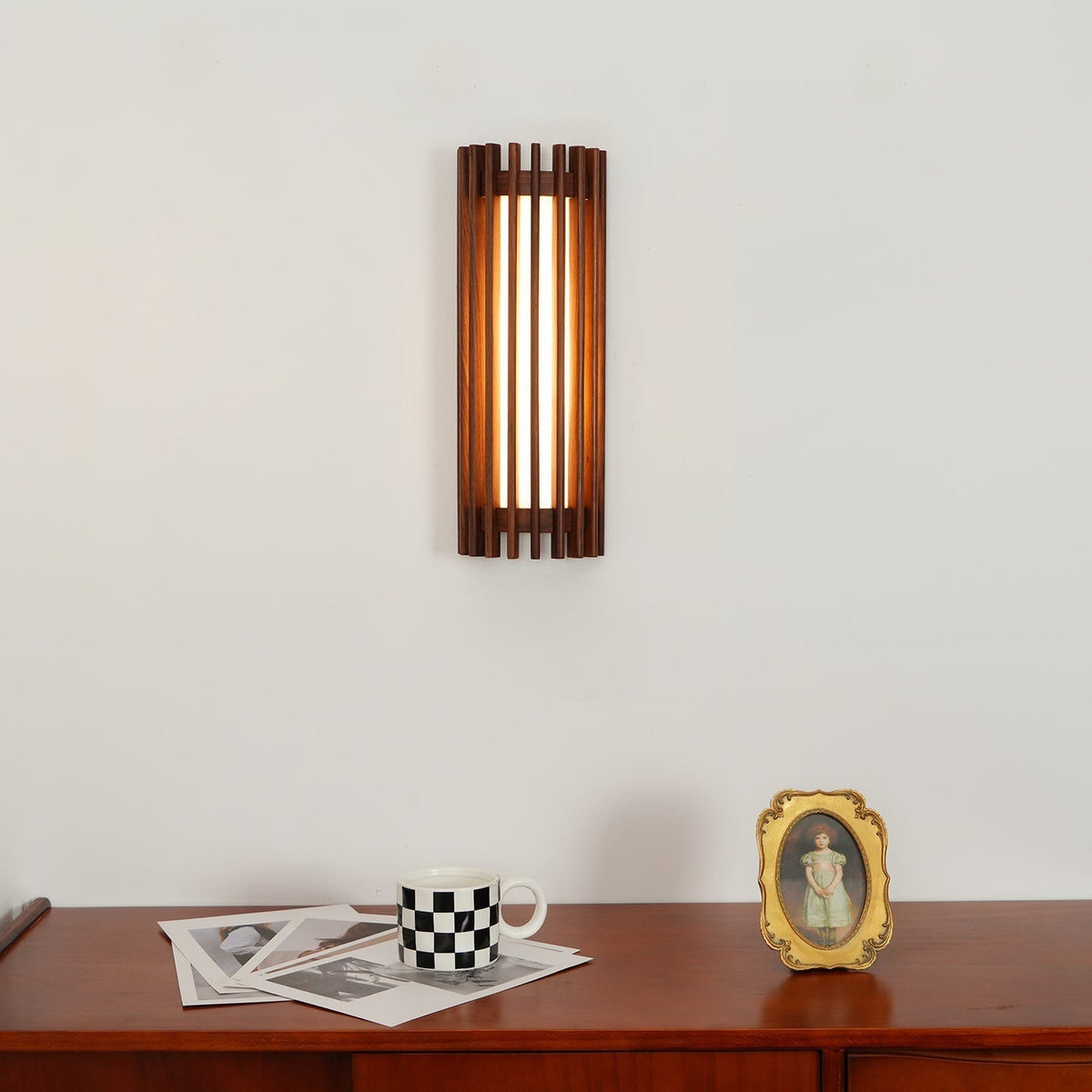 Warm Glow Indoor Walnut Wood Wall Light
