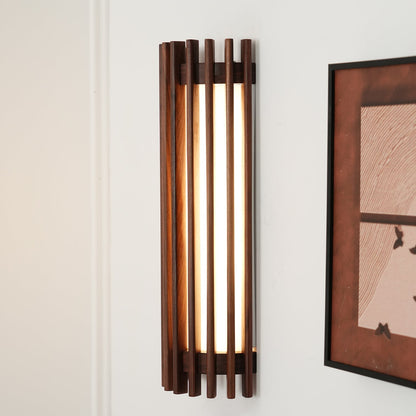 Warm Glow Indoor Walnut Wood Wall Light