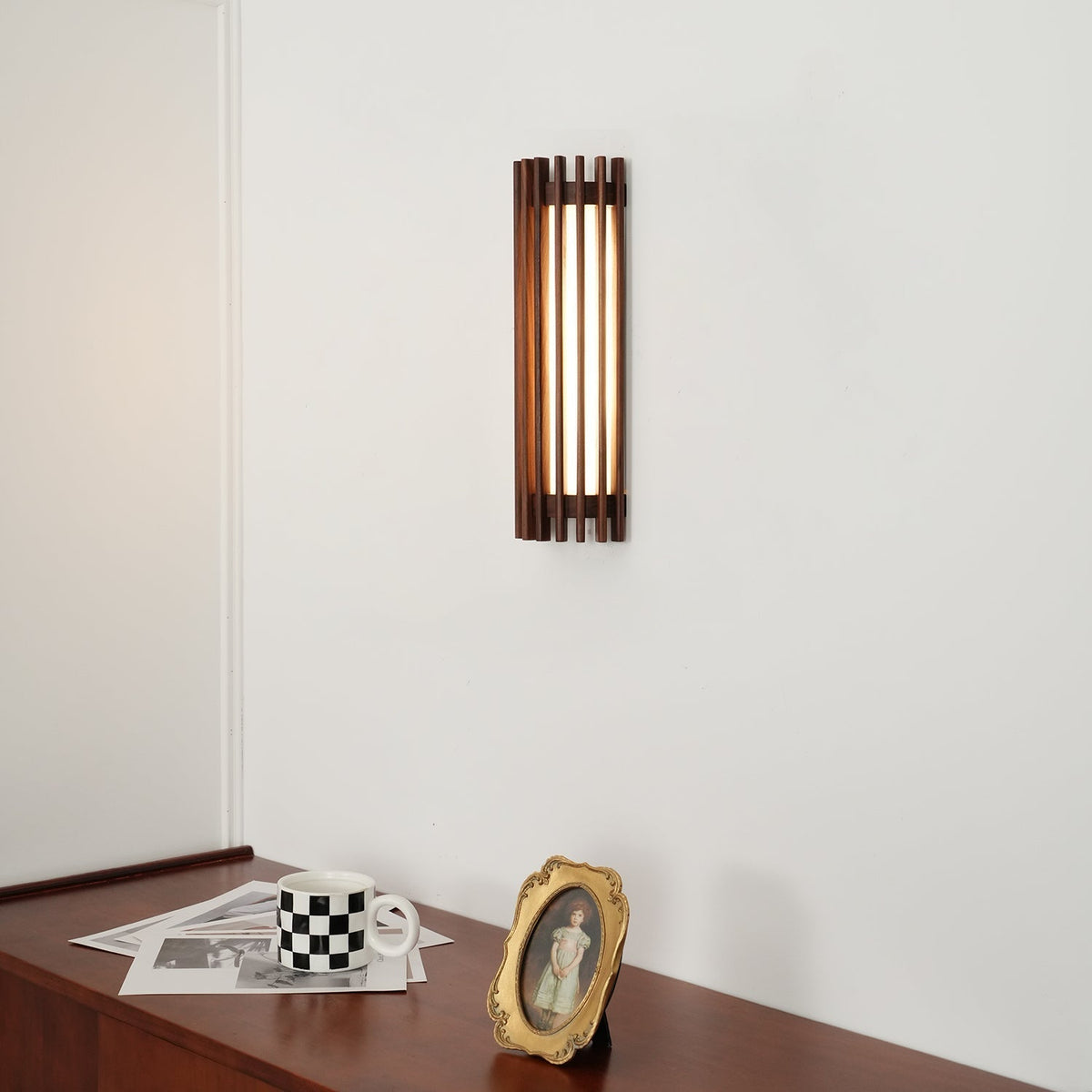 Warm Glow Indoor Walnut Wood Wall Light