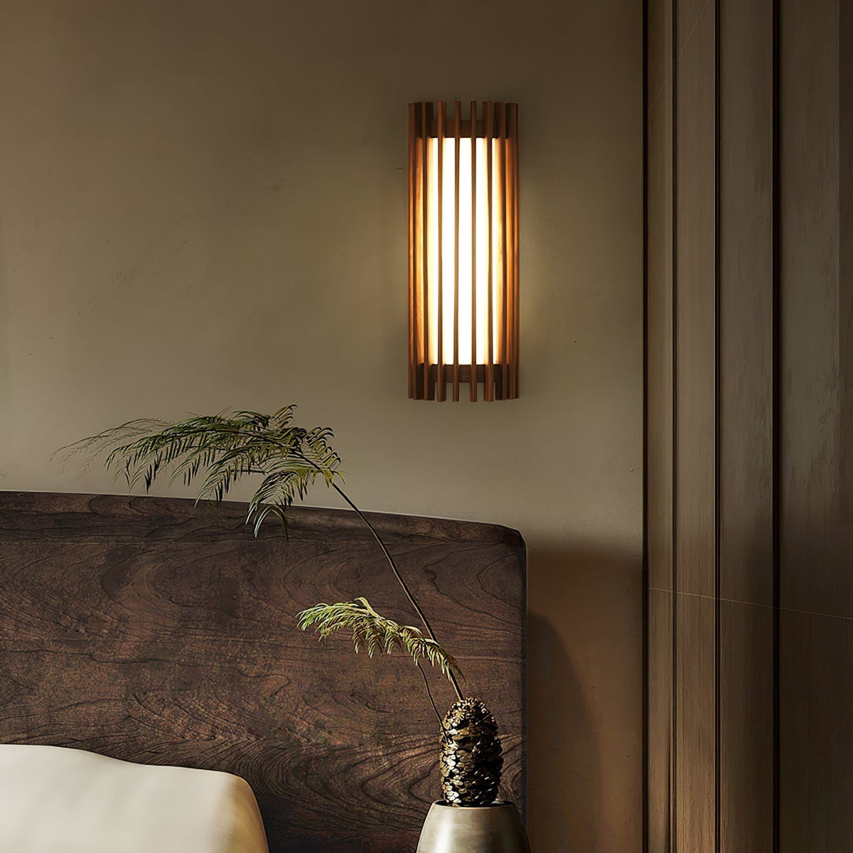 Warm Glow Indoor Walnut Wood Wall Light