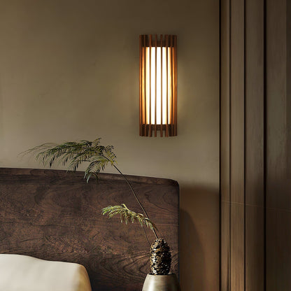 Warm Glow Indoor Walnut Wood Wall Light