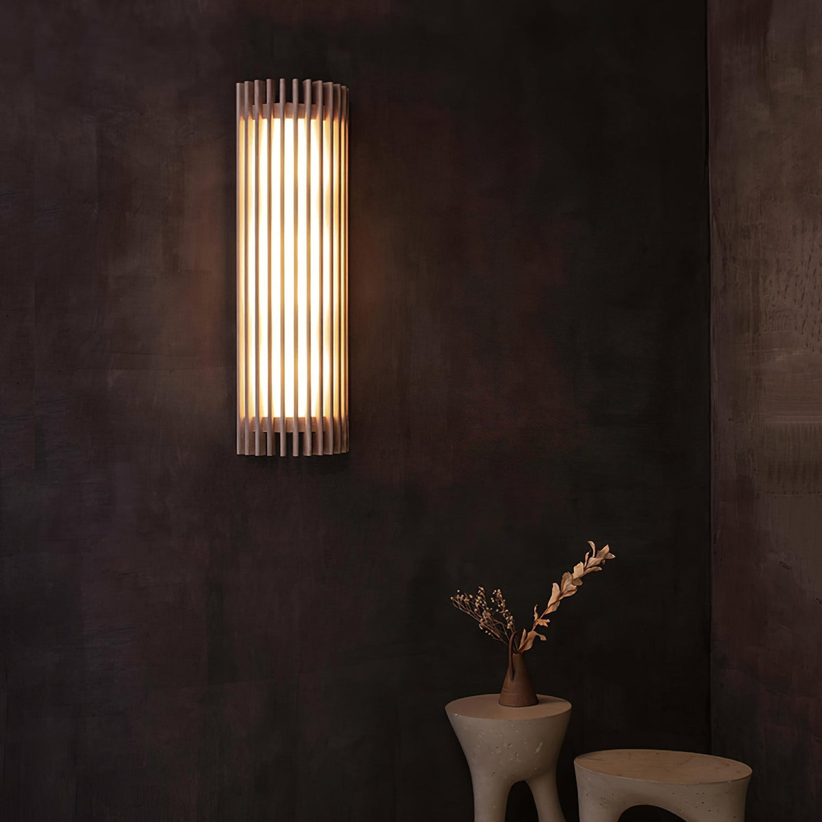 Warm Glow Indoor Walnut Wood Wall Light