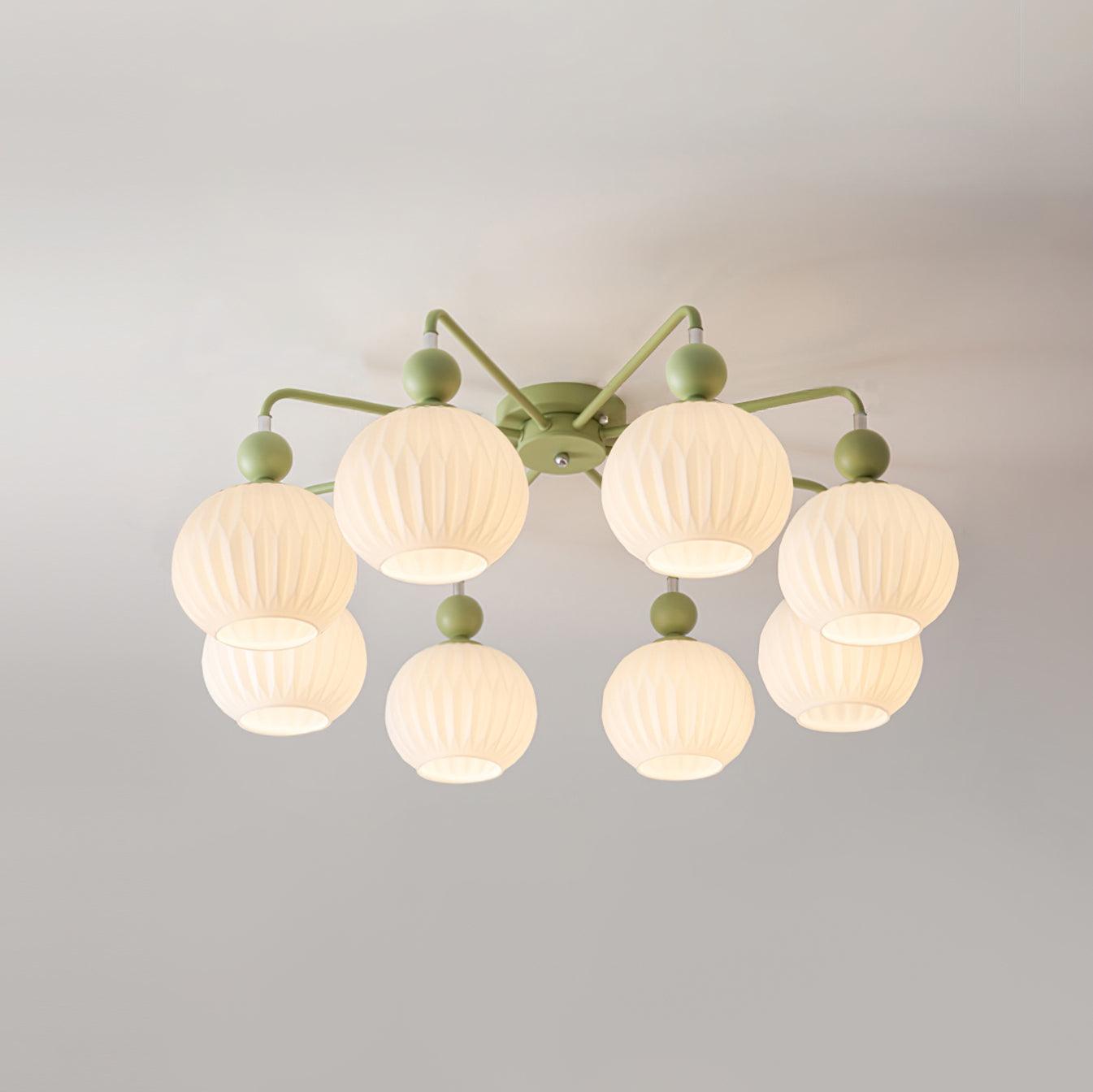 Sculptural Arms Ceiling Light With Rippled Glass Globe
