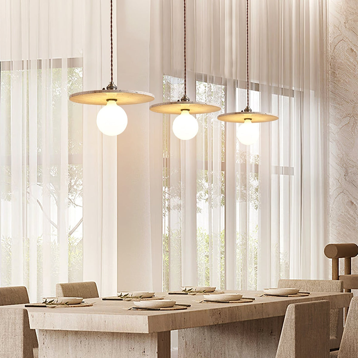 Soft Ambient Glow Travertine Pendant Light