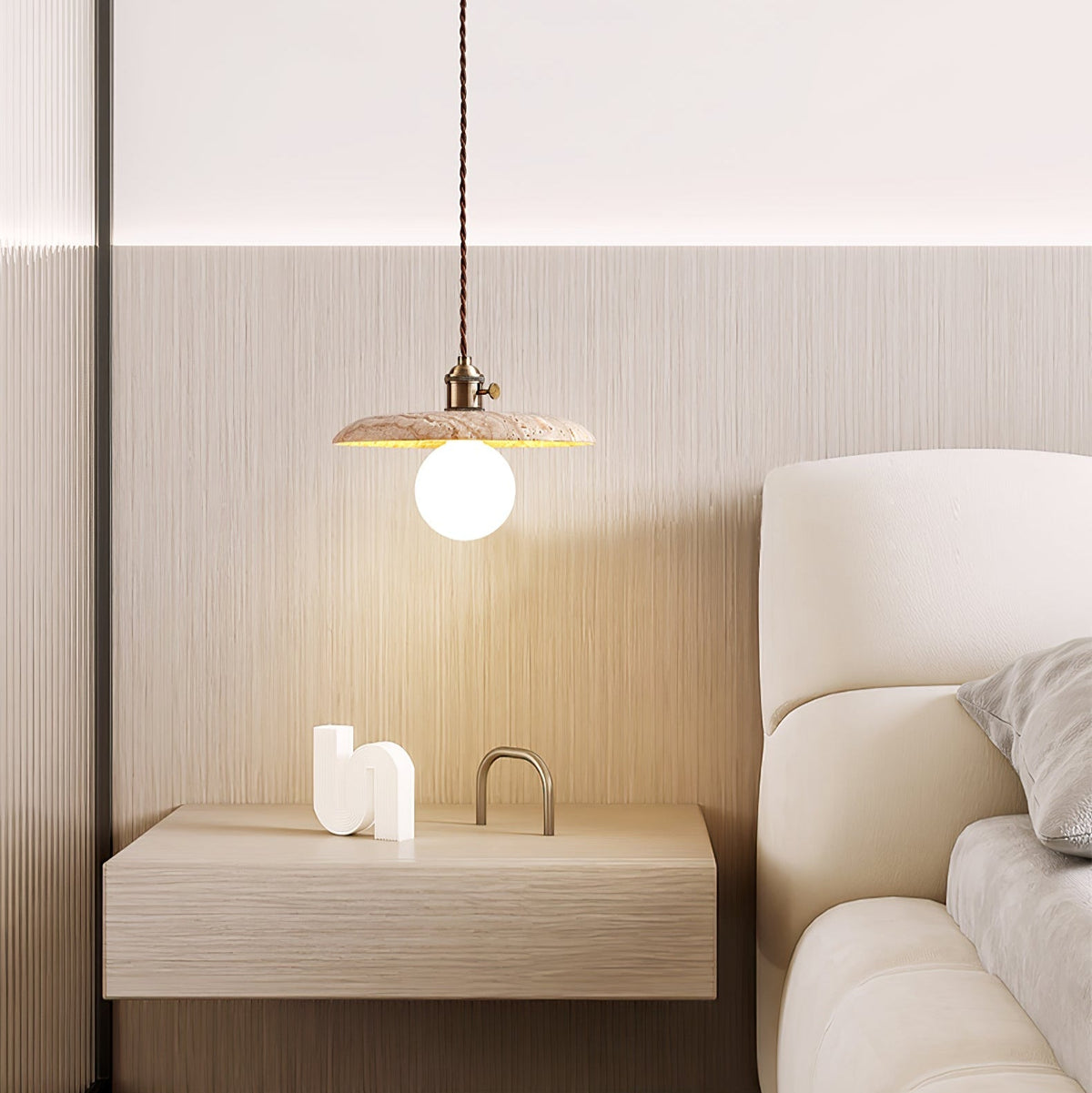 Soft Ambient Glow Travertine Pendant Light