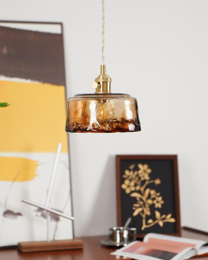 Warm Glow Amber Glass Pendant Light