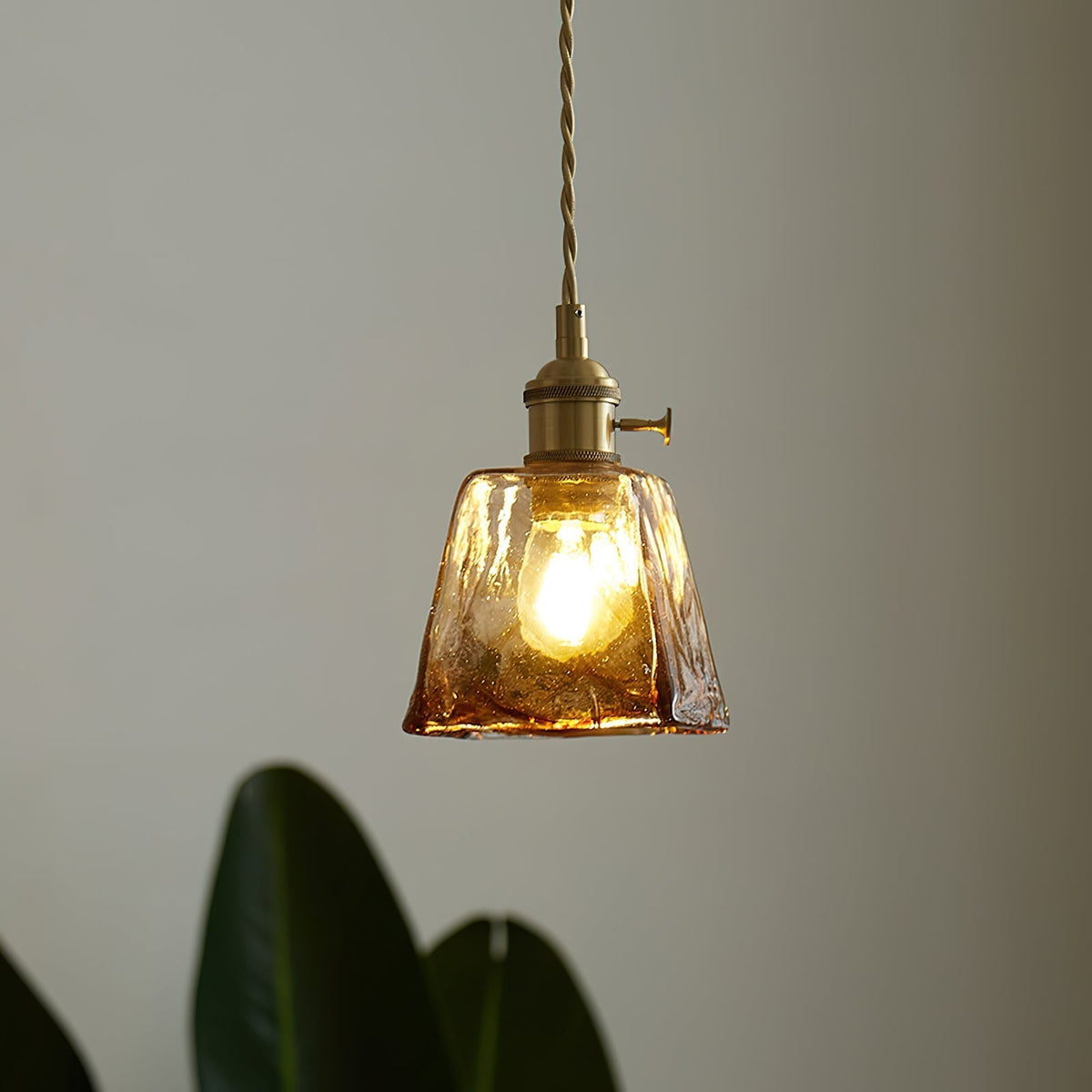 Warm Glow Amber Glass Pendant Light