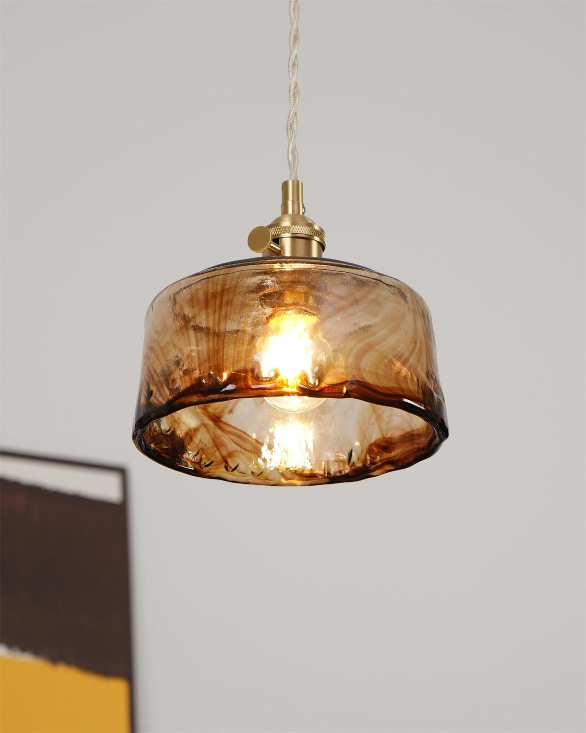 Warm Glow Amber Glass Pendant Light