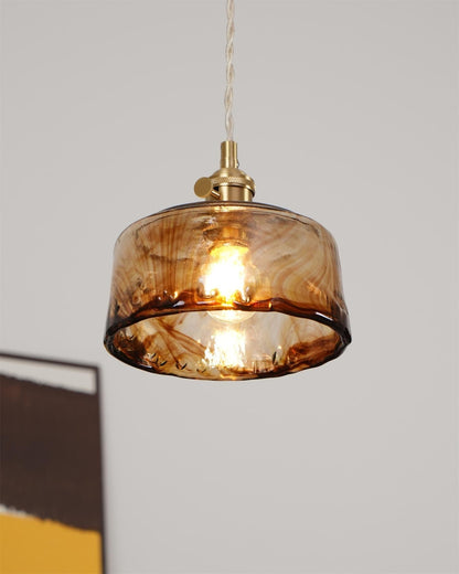 Warm Glow Amber Glass Pendant Light