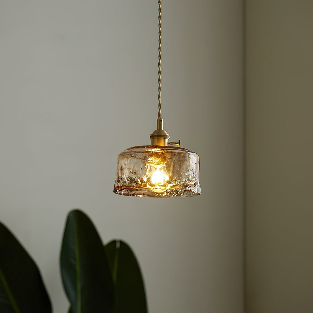 Warm Glow Amber Glass Pendant Light