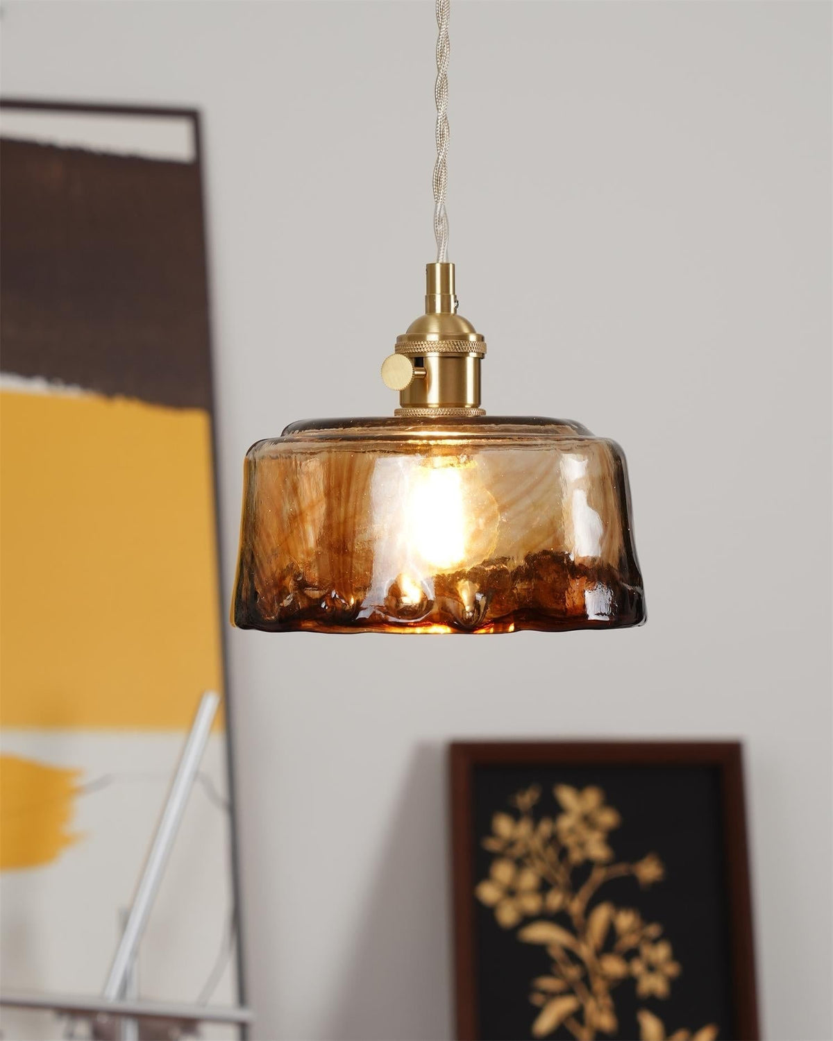 Warm Glow Amber Glass Pendant Light