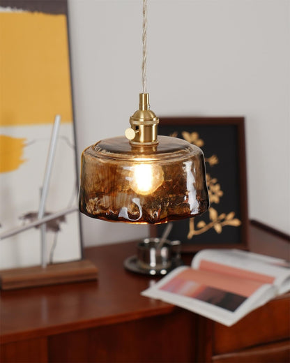 Warm Glow Amber Glass Pendant Light