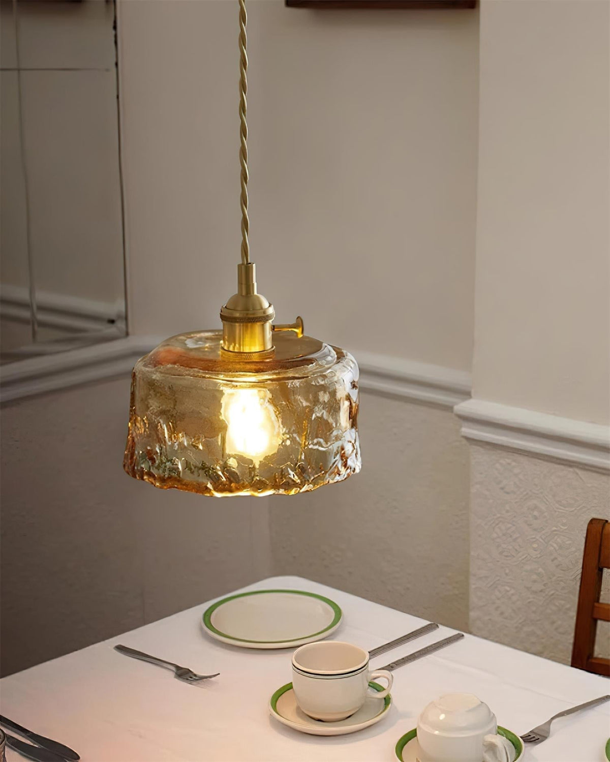 Warm Glow Amber Glass Pendant Light